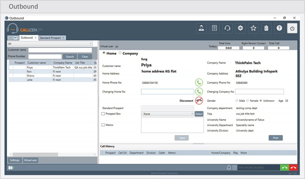 Call Center Management System: ThinkPalm