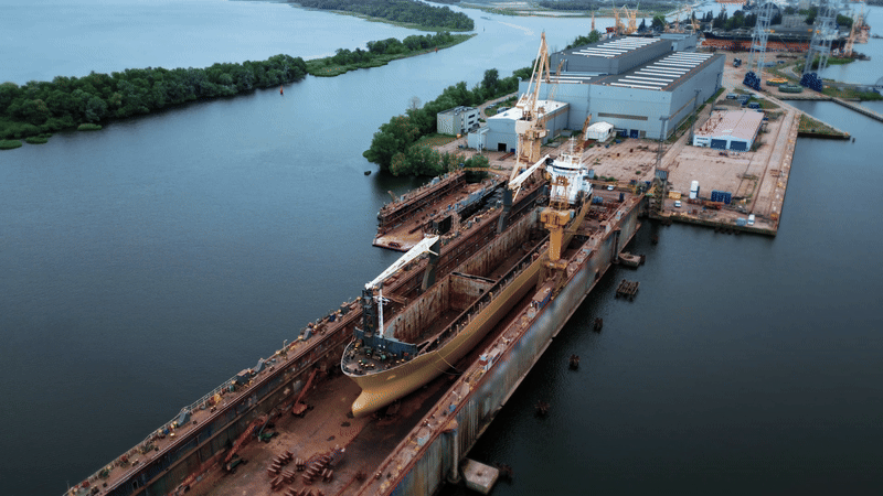 Ship in dry dock