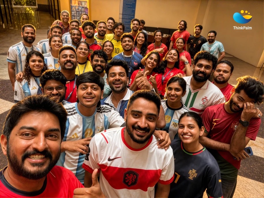 The wider ThinkPalm team together on a company sports day
