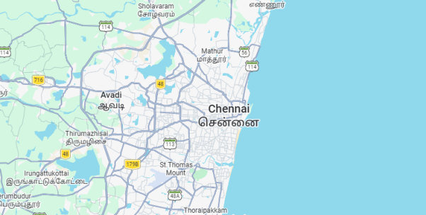 Map zoomed to the ThinkPalm Chennai office