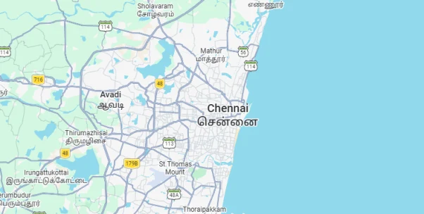 Map zoomed to the ThinkPalm Chennai office