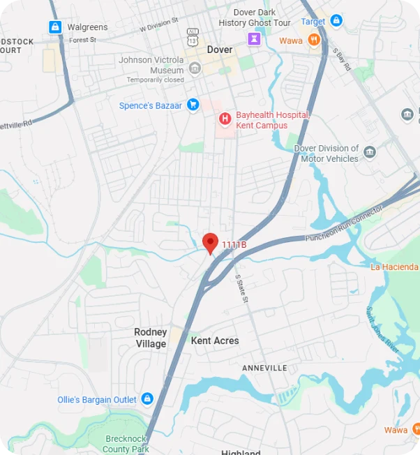 Map showing ThinkPalm INC in Dover, Delaware