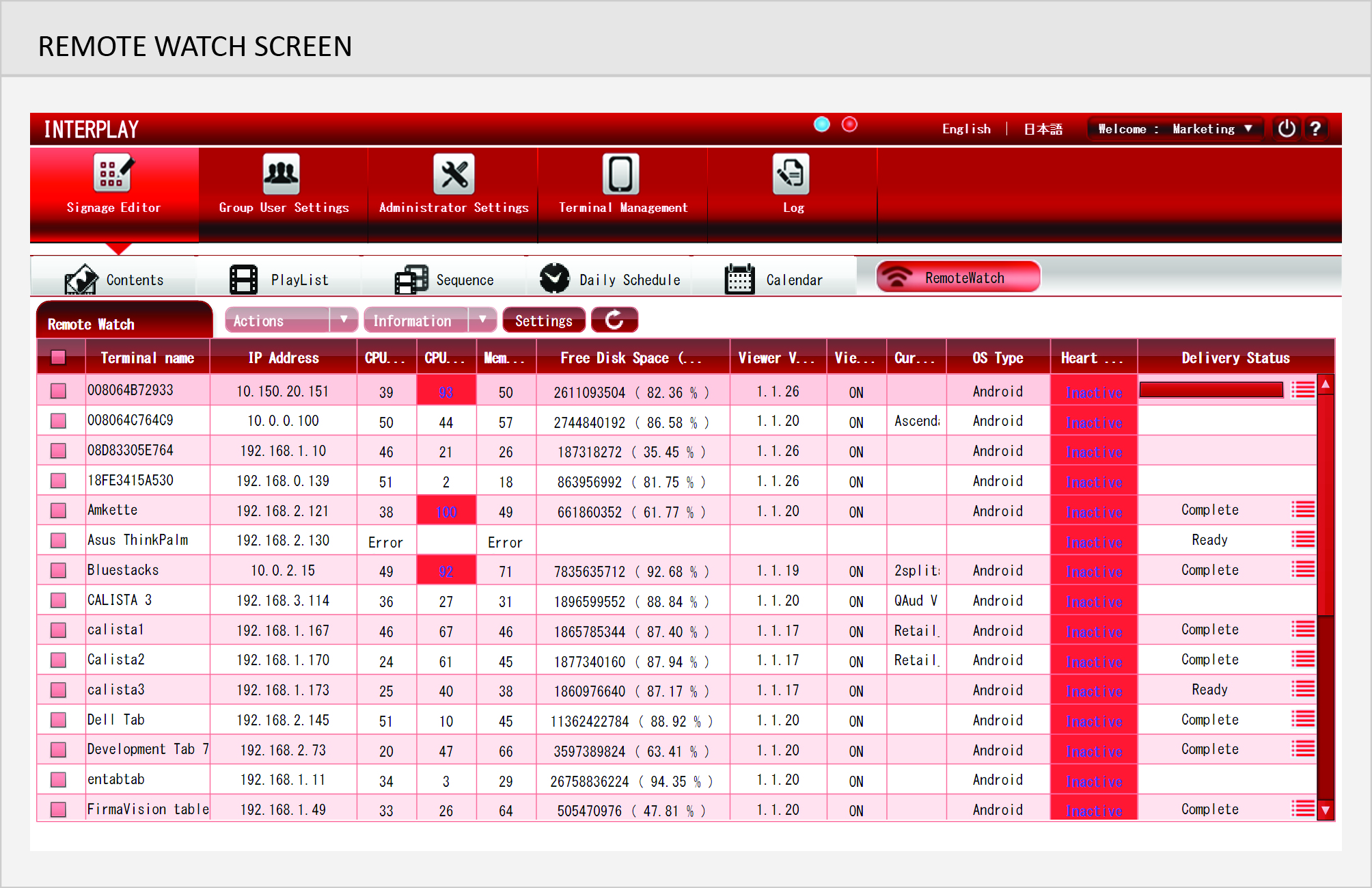Remote Watch Screen