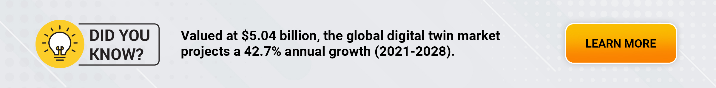 Valued at $5.04 billion, the global digital twin market projects a 42.7% annual growth (2021-2028).