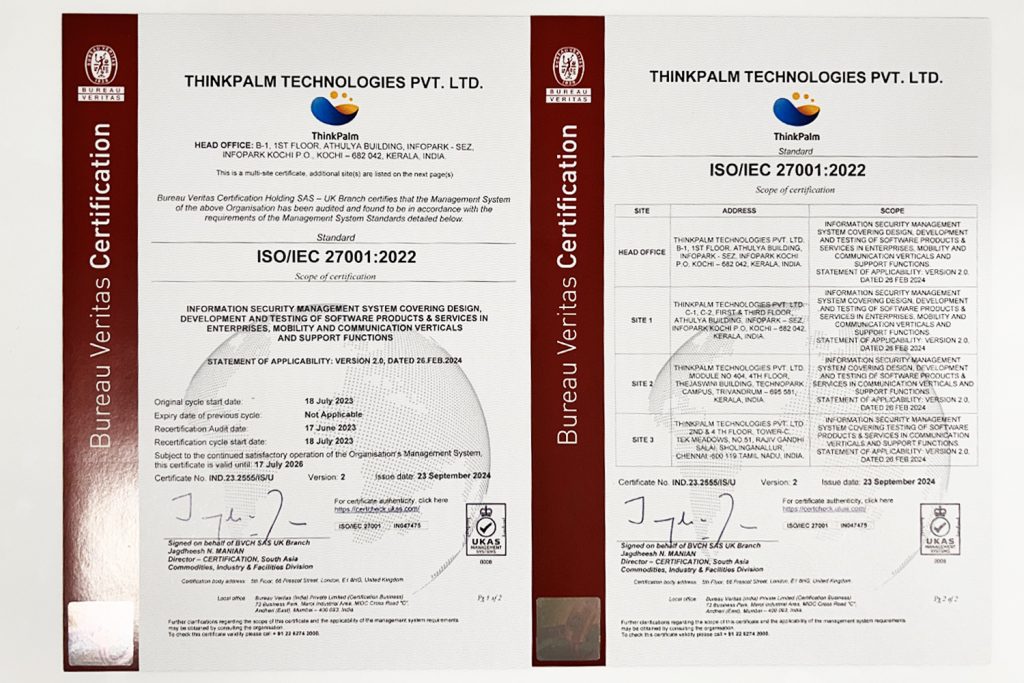 Revised ISO/IEC 27001:2022 certificate