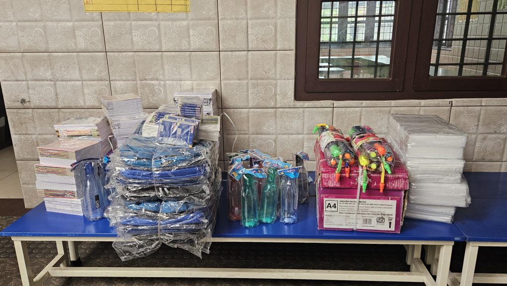 School supplies prepared for student support.